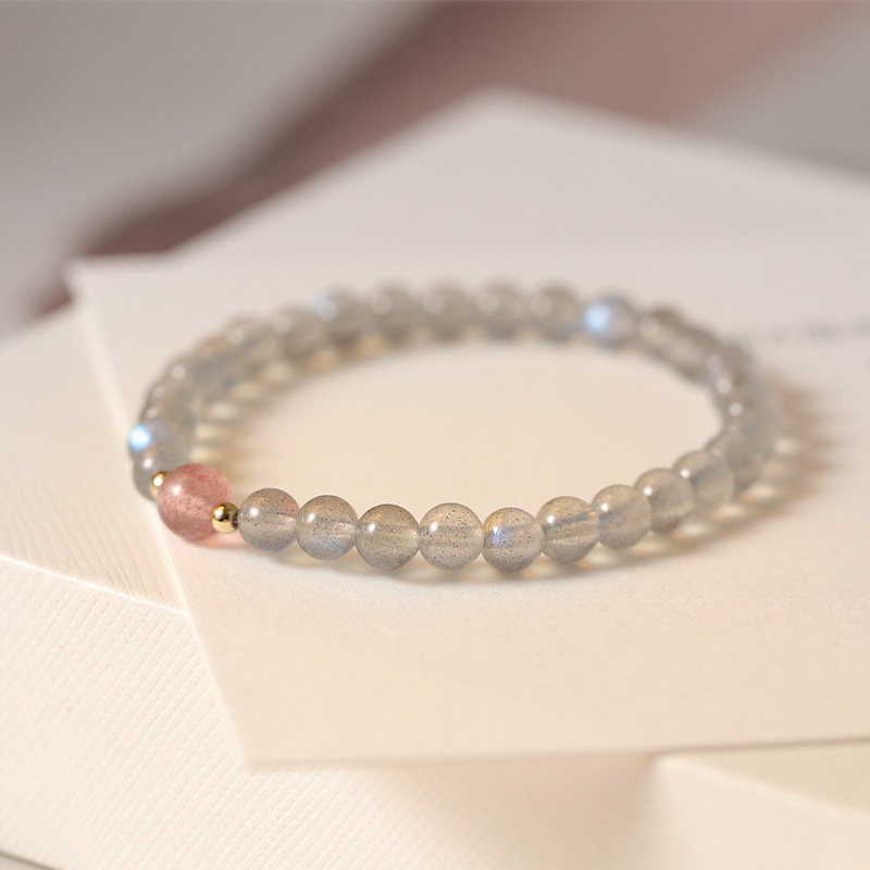 月下精靈 拉長石綴草莓晶氣質手串 - Image 2