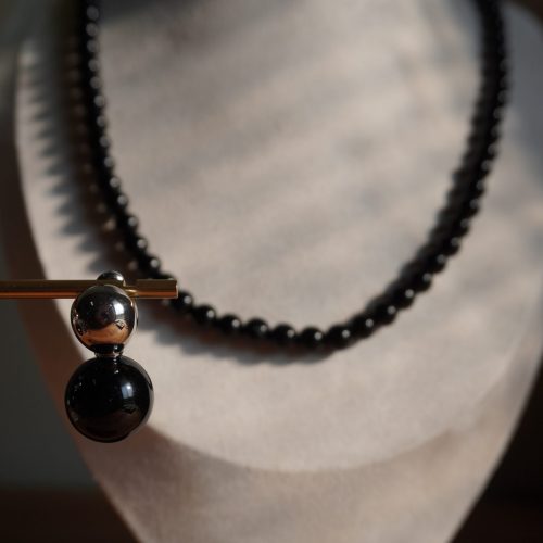 Alternative view of 守護系列 黑瑪瑙項鍊耳針組合