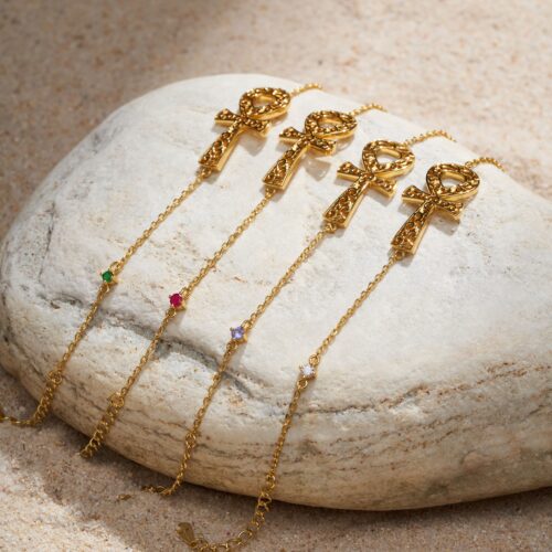 古埃及守護系列 Ankh安卡手鍊 24k gold plated_Yellow Gold